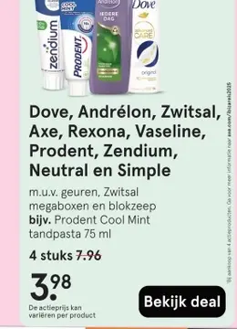 Aanbieding: Dove, Andrélon, Zwitsal, Axe, Rexona, Vaselin