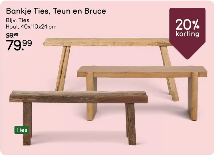 Promotie: Bankje Ties, Teun en Bruce