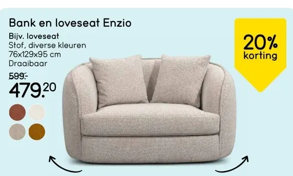 Aanbieding: Bank en loveseat Enzio