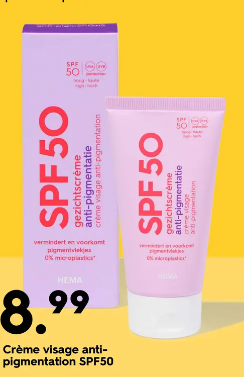 Offre: Crème visage anti-pigmentation SPF50