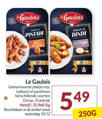 Promotie: Gemarineerde plakjes kip, kalkoen of parelhoe