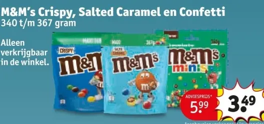 Aanbieding: M&M's Crispy, Salted Caramel en Confetti