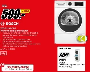 Promotie: Warmtepomp droogkast