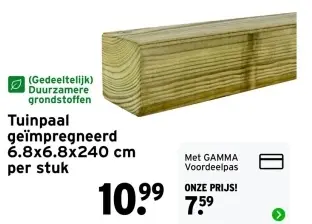 Aanbieding: Tuinpaal geïmpregneerd 6.8x6.8x240 cm
