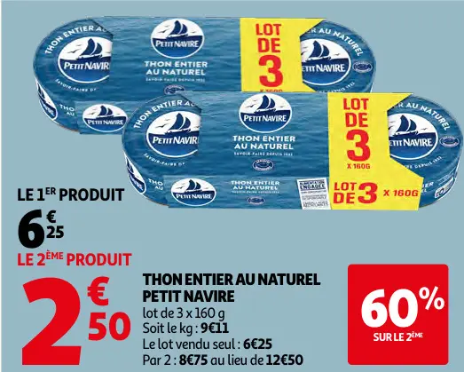 Offre: Thon entier au naturel