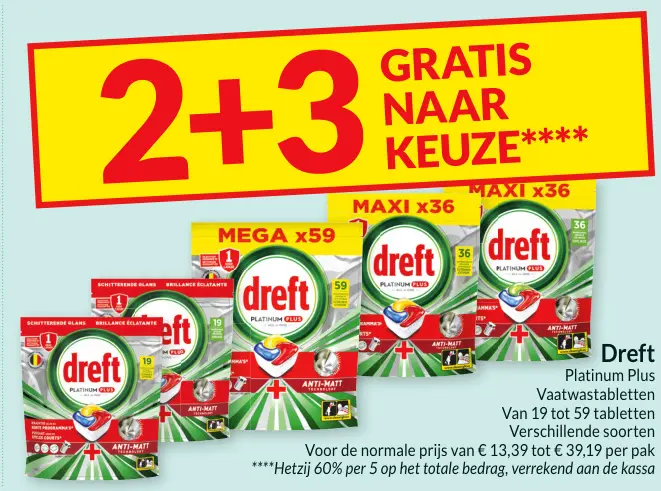 Promotie: Dreft Platinum Plus Vaatwastabletten