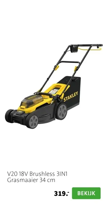 Aanbieding: V20 18V Brushless 3IN1 Grasmaaier 34 cm
