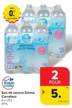Offre: Eau de source Emma Carrefour