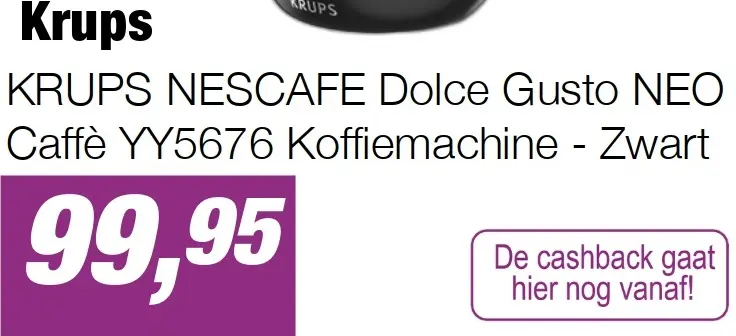 Aanbieding: KRUPS NESCAFE Dolce Gusto NEO Caffè YY5676 Koffiemachine - Zwart