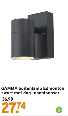 Aanbieding: buitenlamp Edmonton zwart met dag- nachtsensor