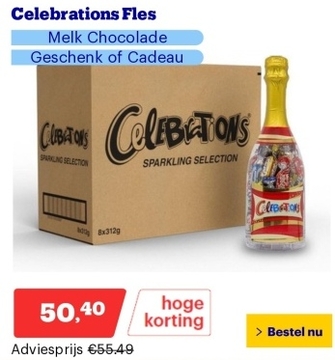 Aanbieding: Celebrations Fles - Melk Chocolade Snoepjes - Geschenk of Cadeau - 8 stuks