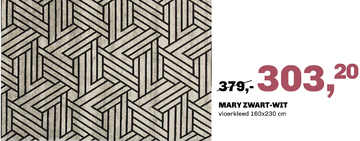 Aanbieding: Vloerkleed Mary zwart-wit 160x230