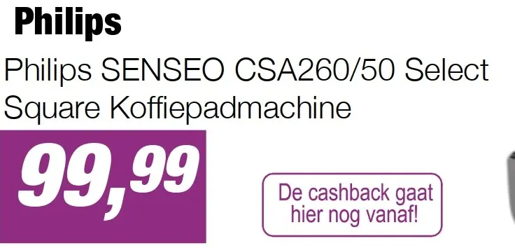 Aanbieding: Philips SENSEO CSA260/50 Select Square Koffiepadmachine