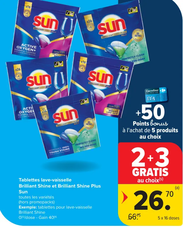 Offre: Tablettes lave-vaisselle 