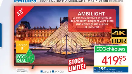 Offre: Smart ultra hd ambilight tv