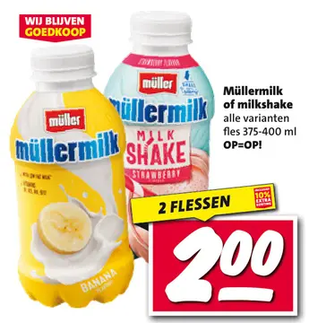 Aanbieding: Müllermilk of milkshake