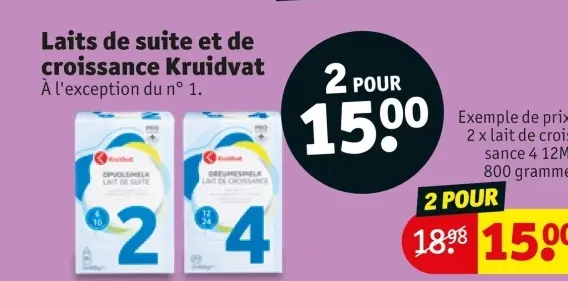 Offre: Laits de suite et de croissance