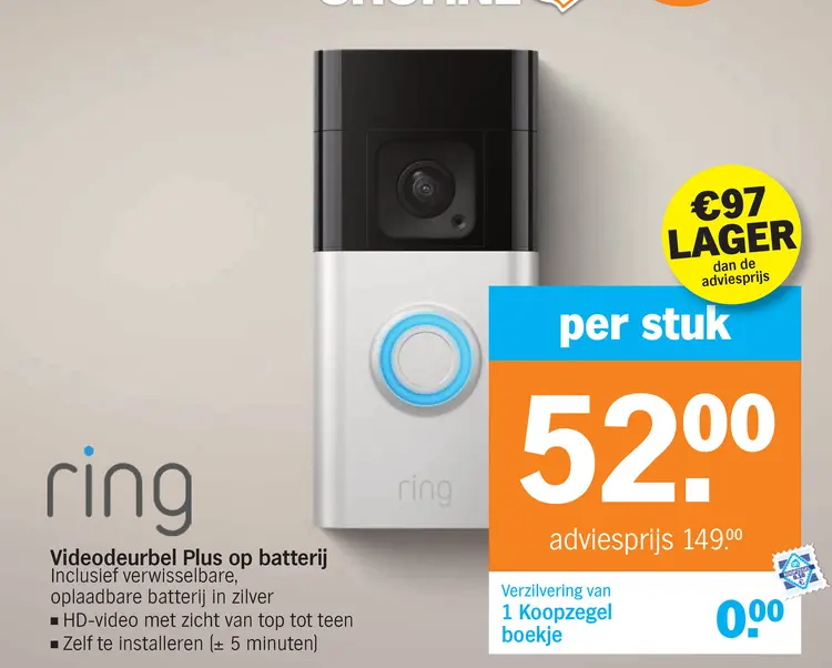 Aanbieding: Videodeurbel Plus op batterij