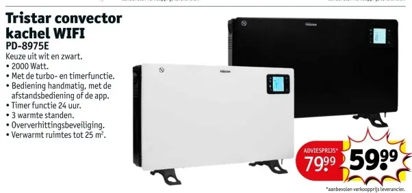 Promotie: Tristar convector kachel WIFI