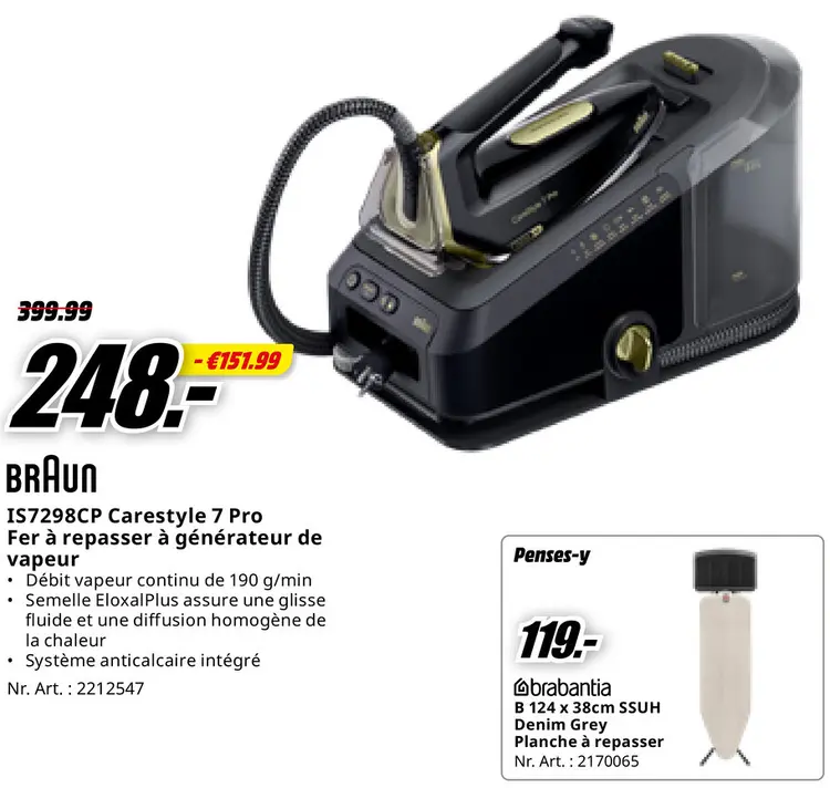 Offre: IS7298CP Carestyle 7 Pro Fer à repasser à gén