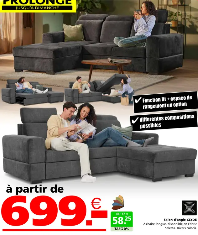 Offre: Salon d'angle CLYDE
