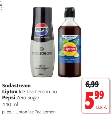 Offre: Sodastream Lipton Ice Tea Lemon ou Pepsi Zero Sugar