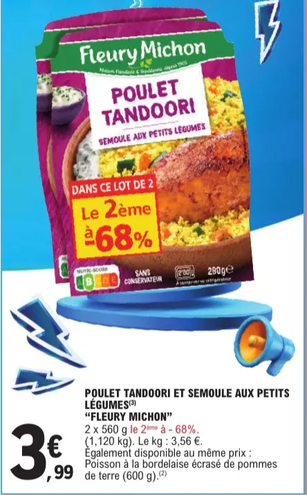 Promotie: Poulet tandoori et semoule aux petits légumes