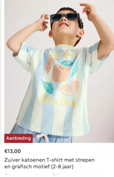 Promotie: Zuiver katoenen T-shirt met strepen en grafisch motief