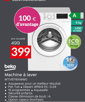 Offre: Machine à laver WTV8716XWWO