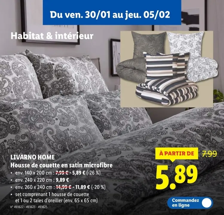 Offre: Housse de couette en satin microfibre