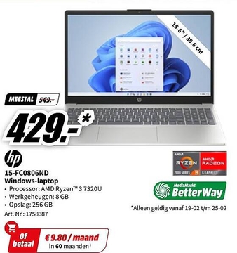 Aanbieding: hp 15 - FC0806ND Windows - laptop