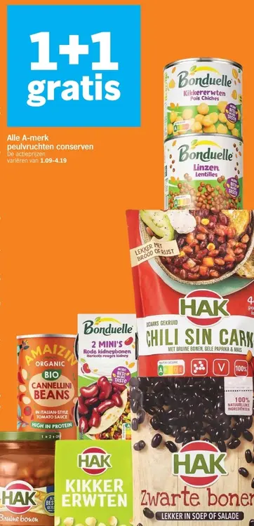 Aanbieding: Alle A-merk peulvruchten conserven