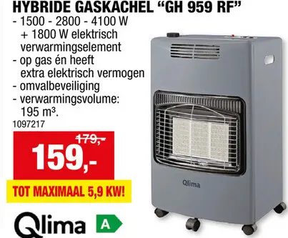 Promotie: Qlima GH 959 RF hybride gaskachel 4100-5900 W