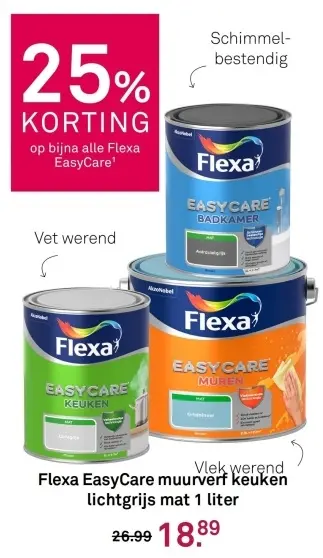 Aanbieding: EasyCare muurverf keuken lichtgrijs mat 1 liter