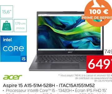 Offre: Aspire 15 A15-51M-528H - ITAC15A1551M52