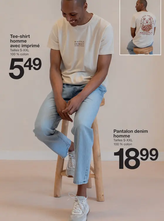 Offre: Tee-shirt homme avec imprimé / pantalon denim homme