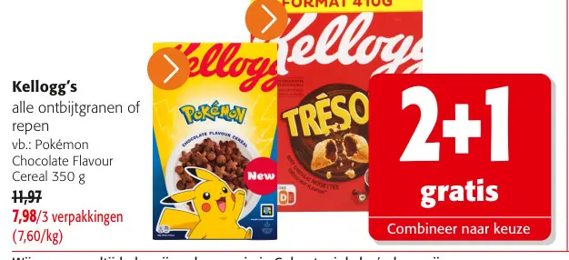 Promotie: alle ontbijtgranen of repen vb.: Pokémon Chocolate flavour