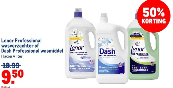 Aanbieding: wasverzachter of Dash Professional wasmiddel
