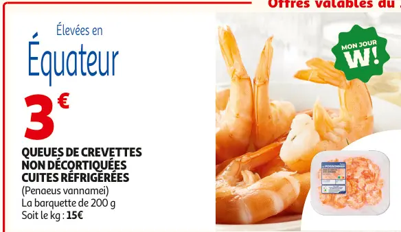 Promotie: Queues de crevettes non décortiquées cuites