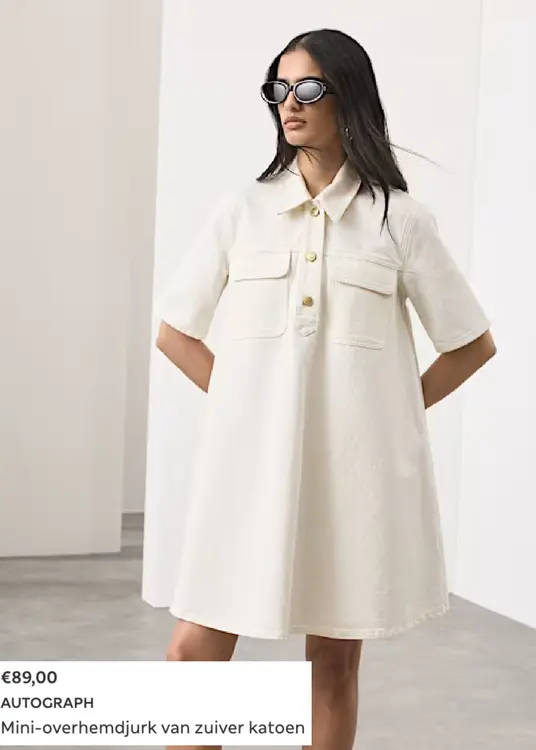 Promotie: Mini-overhemdjurk van zuiver katoen
