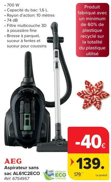Offre: Aspirateur sans sac AL61C2ECO