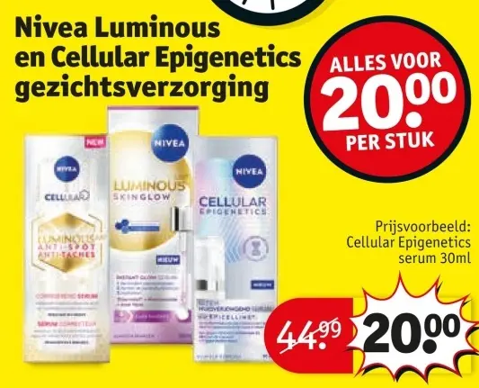 Aanbieding: Nivea Luminous en Cellular Epigenetics gezichtsverzorging