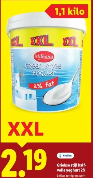 Aanbieding: Griekse stijl halfvolle yoghurt 2%