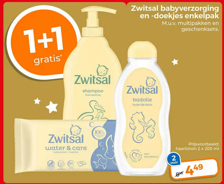 Aanbieding: Zwitsal babyverzorging en -doekjes enkelpak