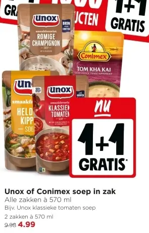 Aanbieding: Unox of Conimex soep in zak
