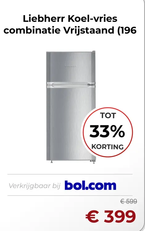 Aanbieding: Koel-vries combinatie Vrijstaand