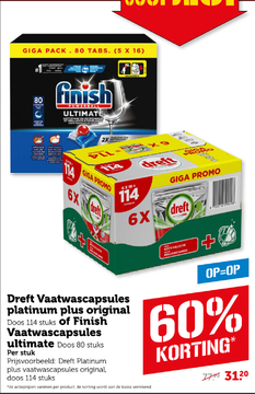 Aanbieding: Dreft Vaatwascapsules platinum plus original 