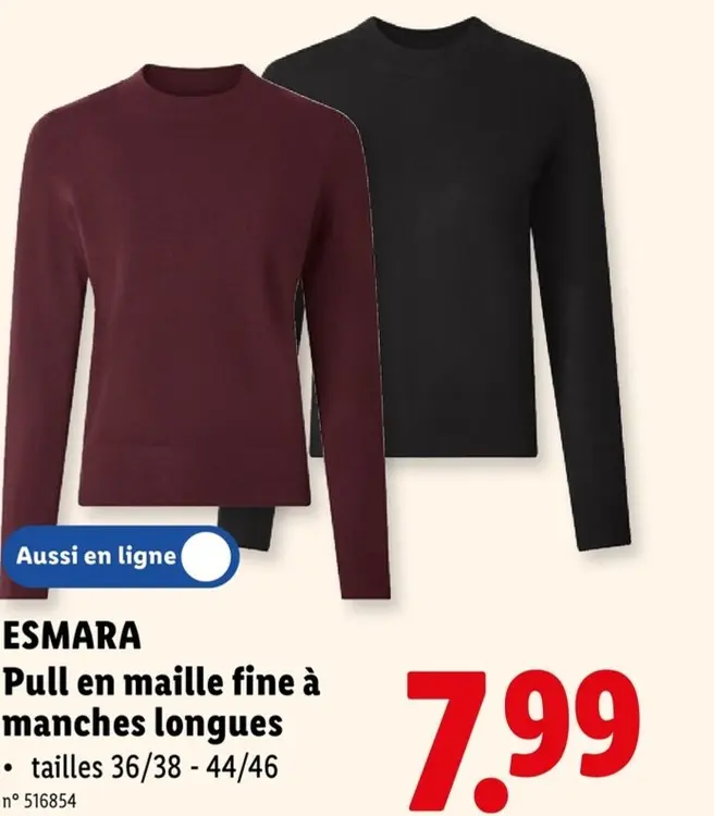 Offre: Pull en maille fine à manches longues