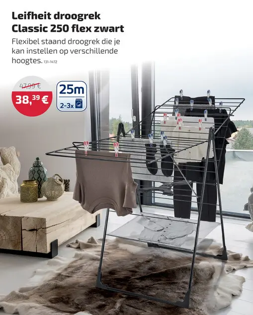 Aanbieding: Leifheit droogrek classic 250 flex zwart