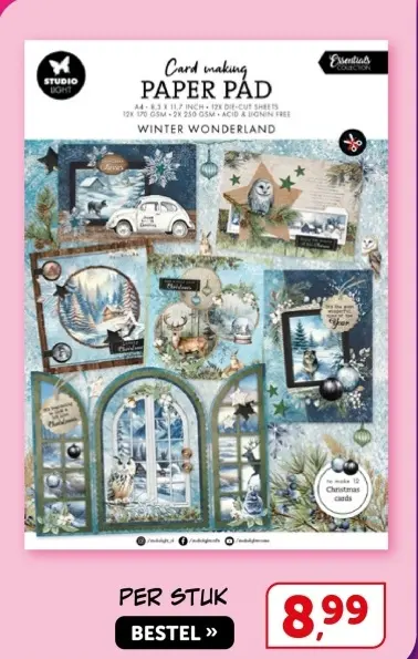 Aanbieding: Card making PAPER PAD WINTER WONDERLAND